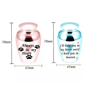 70x45mm, texte personnalisé, patte imprimée, urne de crémation commémorative, cendres d'animaux humains, souvenir en acier inoxydable, pot commémoratif-toujours dans mon cœur - Product Image 2