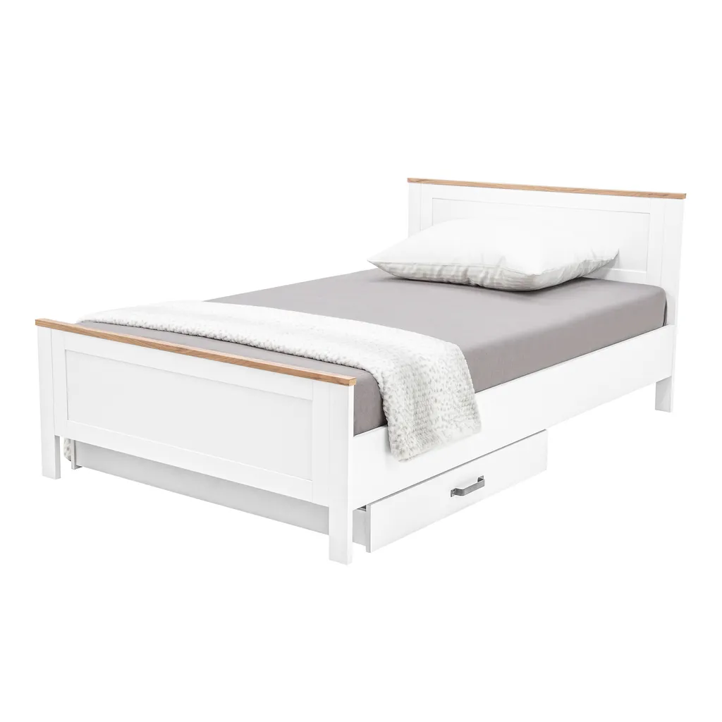 120Cm Eenpersoonsbed Houten Bed Met Een Opberglade Elegante Bed Eco-Vriendelijke Materialen