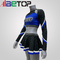 Uniforme de cheerleading personnalisé avec strass pour filles, haut à manches longues et épaules dénudées, jupe, service OEM, polyester, élasthanne, logo personnalisé, adolescents