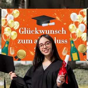जर्मन संस्करण स्नातक सजावट पार्टी बैनर के लिए गुब्बारे पृष्ठभूमि कॉलेज/उच्च स्कूल स्नातक पार्टी की आपूर्ति