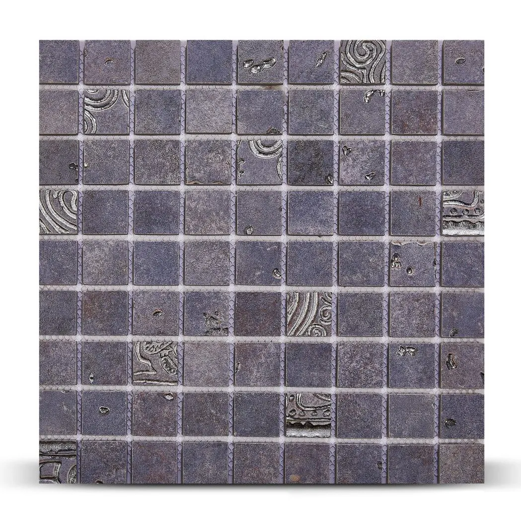 Fashion Modern designs Interior Decoration Stone Black Marble Brass Mosaic Wall floor Tile for kitchen bathroom swimming pool