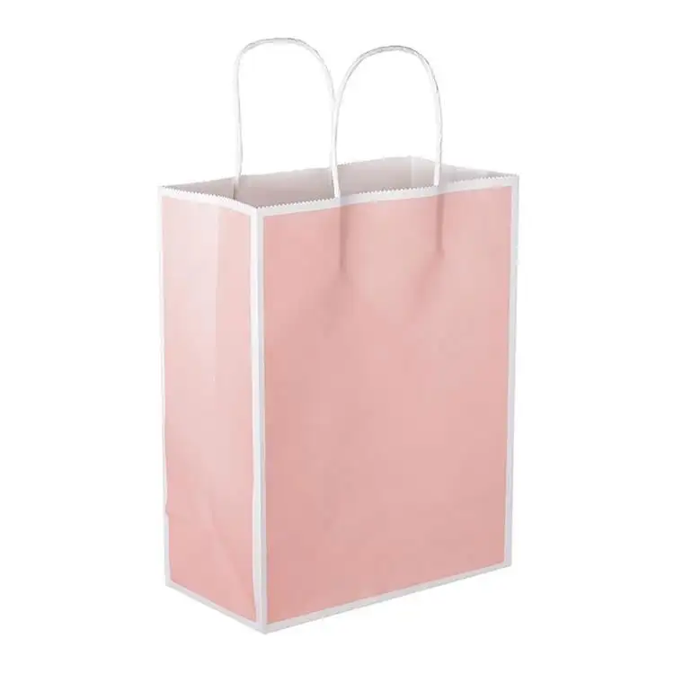 Conjunto reutilizable de asas pequeñas para colorete, bolsa de papel de embalaje de regalo, rosa, para cumpleaños