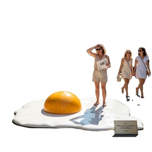 Custom Giant Melting Fried <b>Egg</b> Sculpture Large FRP <b>Egg</b> Statue with Giant Fork for Shopping Mall Atrium Landscape <b>Decoration</b> - Product Image 1