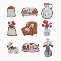 Patchs en tissu brodés, style maison, artistiques et confortables, thermocollants/auto-adhésifs, badges décoratifs faits à la main pour coques de téléphone, sacs