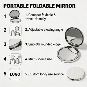 Custom Logo Folding Makeup <b>Mirror</b> Pocket Compact <b>Mirror</b> Two Sided 1X 2X <b>Magnifying</b> Acrylic Travel <b>Mirror</b> for Gift Wholesale OEM - Product Image 3