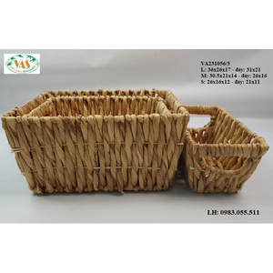 Cesta de jacinto de agua Entrega rápida con asas Misceláneas Artesanía Diseño personalizado Fabricante de Vietnam