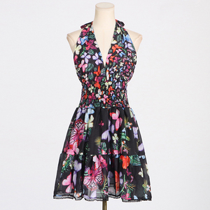 Vestido Mini Casual de Verano de Lujo con Logo Personalizable, Sexy, con Cuello en V, Túnica, con Lazos, para Mujer, Estilo Imperio, Sin Espalda, de Encaje, con Estampado Sexy - Product Image 6