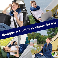 FF4785 couverture de jet de vol d'avion portable avec logo de couleur personnalisé avec taie d'oreiller cadeau doux 2 en 1 couverture de voyage oreiller de cou