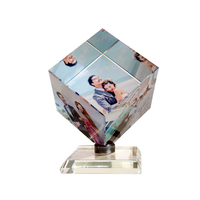 Cubo de cristal para regalo de boda, marco de foto en blanco para sublimación, impresión por transferencia de calor