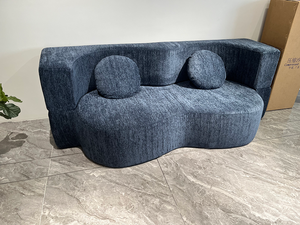 Sofá Modular Curvo en Forma de S de Terciopelo, Sellado al Vacío, con Cojín Redondo Decorativo, Relleno Rápido, para Oficina, Rincón o Espacios Pequeños - Product Image 3