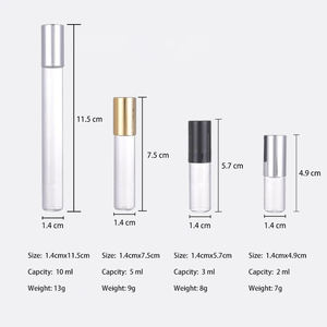 Botellas <span class=keywords><strong>de</strong></span> Perfume Transparentes al por Mayor, <span class=keywords><strong>Forma</strong></span> Cilíndrica, 2ml 3ml 5ml 10ml, Botellas <span class=keywords><strong>de</strong></span> Vidrio con Bola <span class=keywords><strong>de</strong></span> Acero - Product Image 2