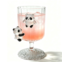 Gobelet en verre décoratif transparent Panda avec strass pour vin, champagne, cocktail, décoration de table à la maison, cadeau