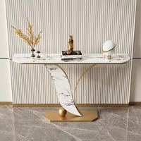 Table console moderne de luxe en métal écologique avec base courbée artistique pour l'entrée, le salon, la salle à manger, la décoration de la maison
