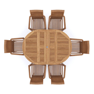 Muebles de Jardín, Juego de Comedor, Mesa de Madera de Teca, 6 Sillas Apilables - Doni - Product Image 2