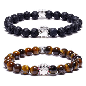 Mode pierre naturelle guérison cristal oeil de tigre 8mm Bracelet de perles alliage griffe de chat Bracelet de perles pour femmes hommes bijoux - Product Image 1