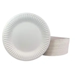 Wholesale Disposable 9 Inch Uncoated White Paper Plates Everyday Plates 9" Paper Plate Bulk for Cake Sandwich Pizza or Pastry