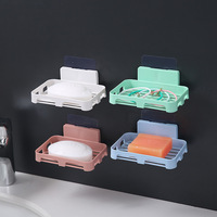 Grand porte-savon étanche sans perçage avec étagère d'égouttage et support mural à ventouse pour le nettoyage de la maison et la décoration de la salle de bain
