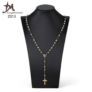 Z013 Rosario de oro al por mayor collar de tres colores santo <span class=keywords><strong>padre</strong></span> Rosario collar de cuentas - Product Image 4
