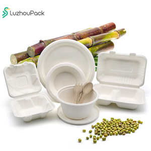 Eco-Friendly Compostable Sugarcane Dinner <strong>Plates</strong> Disposable Biodegradable Pulp Oval Square Round <strong>Plates</strong> Parties Bagasse Material - Product Image 4
