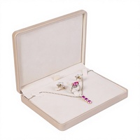Boîte à bijoux de luxe en cuir PU couleur champagne clair, série avec doublure en daim beige, charnière à ressort, pour présentation en bijouterie BETTER JBS736