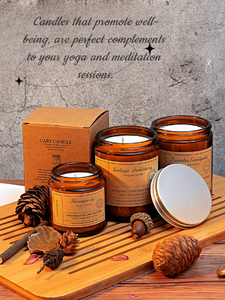 Precio de fábrica, tarro de ámbar personalizado, cera de soja, decoración del hogar, velas perfumadas de larga duración para baño con tapa plateada - Product Image 4