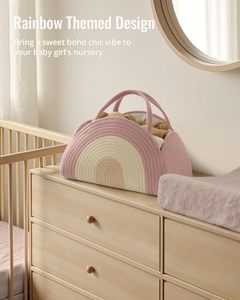 Panier de rangement <span class=keywords><strong>pour</strong></span> couches de bébé en corde de coton, thème arc-en-ciel, <span class=keywords><strong>pour</strong></span> chambre de bébé, sac de transport <span class=keywords><strong>pour</strong></span> voiture, panier fourre-tout en corde tressée <span class=keywords><strong>pour</strong></span> bébé - Product Image 4