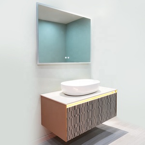 حمام صغير معلق على الحائط من الخشب الصلب Mdf للحمام ، ديكور حمام واحد مع حوض - Product Image 2