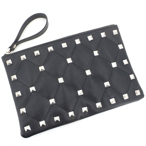 Nero alla moda di cuoio DELL'UNITÀ di elaborazione rivetto pelle di pecora di cuoio DELL'UNITÀ di elaborazione della carta di attesa moneta del raccoglitore della frizione della borsa <span class=keywords><strong>da</strong></span> <span class=keywords><strong>sera</strong></span> borsa borsa <span class=keywords><strong>da</strong></span> polso <span class=keywords><strong>da</strong></span> uomo - Product Image 2