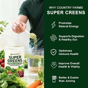 Superalimento Orgánico en Polvo Super Greens, Frutas, Verduras, Hongos y Probióticos, Suplemento para Apoyar la Energía - Product Image 4