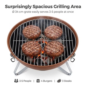 Heavy Duty Matte Copper Brown Charcoal <b>Kettle</b> Grill Outdoor Portable BBQ with Thermometer Vent Control - Product Image 4