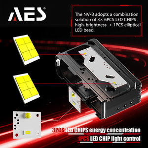 AES 6PCS X3 + 1PC Chips LED Láser Triple Bi-LED Lente Auxiliar de Proyector 80W 90W Potente Redondo Cuadrado Cuatro Rayos Láser 6000K - Product Image 4