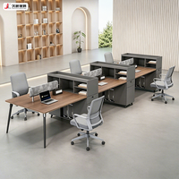 Bureau de travail JIUSHUN avec cloison, design moderne, minimaliste, en bois, pour 2, 4, 6 ou 8 personnes, table de personnel