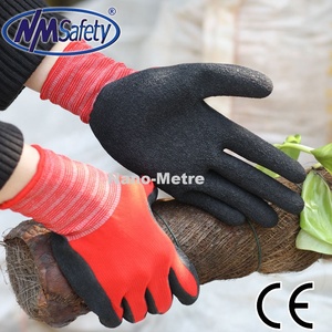 قفازات اللاتكس المرنة باللون الأحمر والأسود من البوليستر الصناعي ، مخصص البستنة - Product Image 6