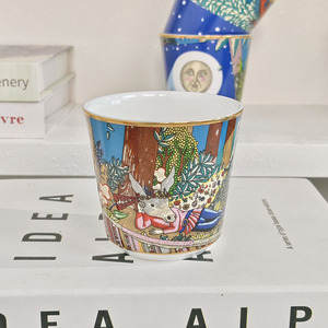 Taza de café de estilo de Ilustración creativa y personalizada, juego de regalo para banquete, taza de mano de China de hueso exquisita - Product Image 6