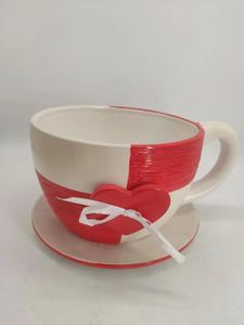 Maceta de cerámica creativa moderna, plato para taza de café, maceta para flores, maceta suculenta, contenedor de cerámica para plantas de jardín - Product Image 3