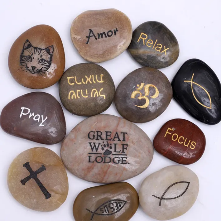 Custom Mixed Gift Rocks sets of Prayer Engraved Inspirational Word Stones River Rock Zen Meditation Engraved Stone