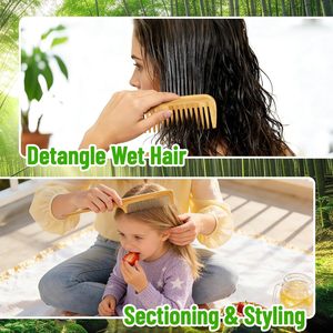 Lot en gros de brosses à cheveux en bois de bambou naturel et peignes démêlants à dents larges avec peigne à queue de rat et brosses à poils naturels - Product Image 6
