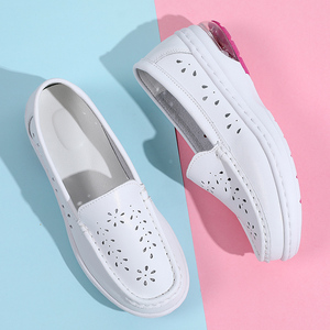 Chaussures décontractées pour femmes en daim de vache, fabrication OEM personnalisée, vente en gros, chaussures plates à enfiler pour femmes, chaussures en cuir ajourées, mocassins à <span class=keywords><strong>semelle</strong></span> <span class=keywords><strong>épaisse</strong></span> - Product Image 6