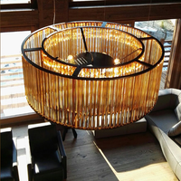 Lampe suspendue en verre au design nordique américain personnalisé, luminaires suspendus LED circulaires pour salon, villa haut de gamme, éclairage décoratif