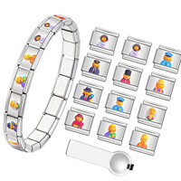 Breloque italienne en acier inoxydable – Accessoire de bracelet modulaire DIY avec emoji d'occupation pour hommes et femmes, vente en gros