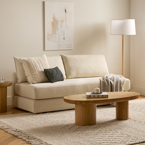 Canapé-lit convertible moderne de luxe en lin, pliable, profil bas, mobilier de salon, style Japandi minimaliste - Product Image 2