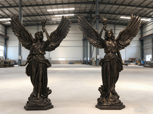 รูปปั้นทองสัมฤทธิ์แองเจิลสำหรับตกแต่งกลางแจ้งรูปปั้นสำหรับผู้หญิงที่สวมพวงหรีดขนาดเท่าเสื้อ - Product Image 3