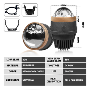 3 इंच का तीन लेजर फॉग लैंप बिफोकल प्रोजेक्टर लेंस 12 वी 170 डब्ल्यू लेजर एलईडी प्रोजेक्टर लेंस - Product Image 4