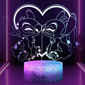 Lampe de <span class=keywords><strong>nuit</strong></span> 3D à <span class=keywords><strong>effet</strong></span> d'illusion avec <span class=keywords><strong>photo</strong></span> personnalisée bicolore, style anime, en ABS, mini lampe de bureau décorative avec base craquelée, <span class=keywords><strong>effet</strong></span> 3D pour la décoration de chambre - Product Image 1
