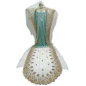Ensemble de mariée somalien Dirac : Robe élégante en dentelle brodée de perles florales à manches longues en tulle, écologique et légère, pour l'été et l'hiver - Product Image 1