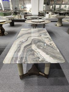 Mesa de comedor de mármol gris cuadrada personalizada, muebles de piedra de lujo para casas, hoteles, diseño de mármol elegante Premium - Product Image 2