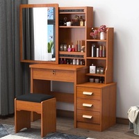 Commode multifonction minimaliste moderne avec miroir Tiroirs de rangement pour maquillage à panneaux en bois de style simple pour la chambre à coucher