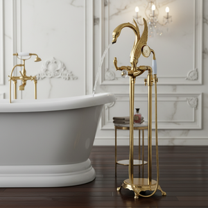 Robinet de douche à poser au sol <span class=keywords><strong>AMAXO</strong></span> 130 1012T-6 à poignée unique en laiton avec pommeau de douche rond à jet de pluie doux, certifié CE SASO UPC - Product Image 2