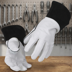 Guantes de Soldadura TIG de Buena Calidad, 7 oz, Gruesos, con Puño de Seguridad, Protegen a los Soldadores, Palma Completa Resistente al Calor y Antideslizante - Product Image 4