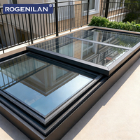 Ventana Corredera de Techo de Aluminio y Vidrio Eléctrica para Balcón ROGENILAN, Doble Acristalamiento, Retráctil, Tipo Tragaluz Superpuesto